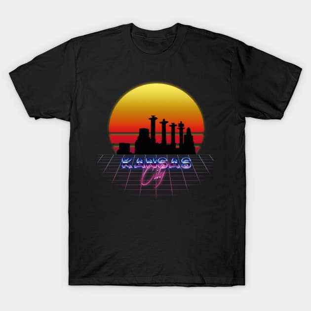 Kansas City Synthwave T-Shirt by EliWhitney1985